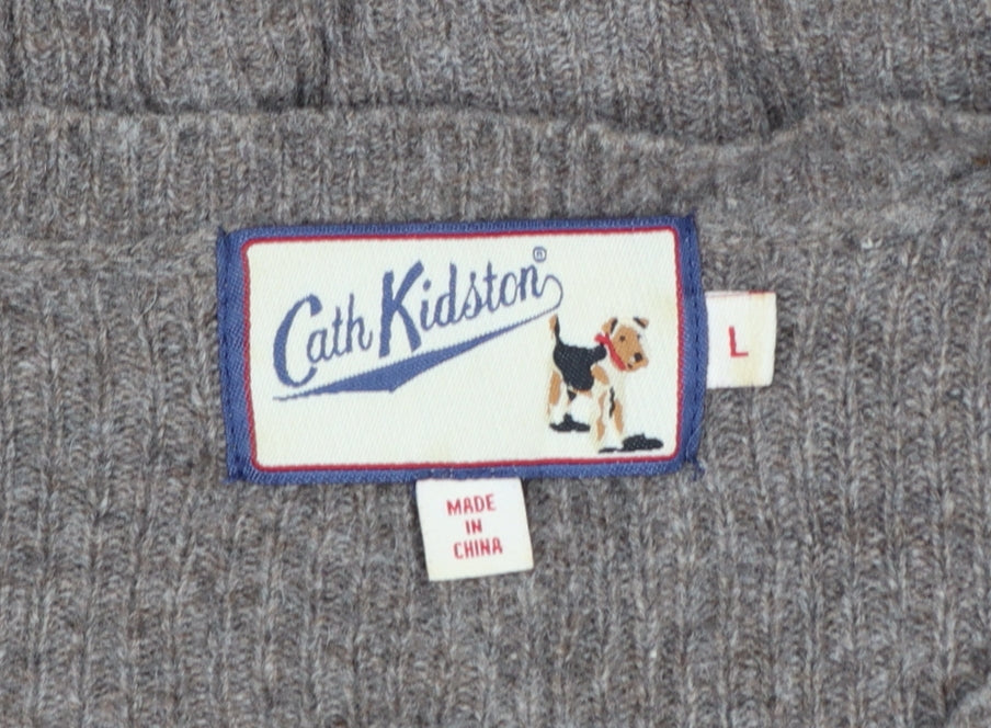 Cath Kidston Women’s Brown Wool Dog Jumper Size L Crew Neck