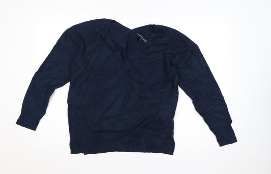French Connection Women Blue V-Neck Pullover Jumper Size S