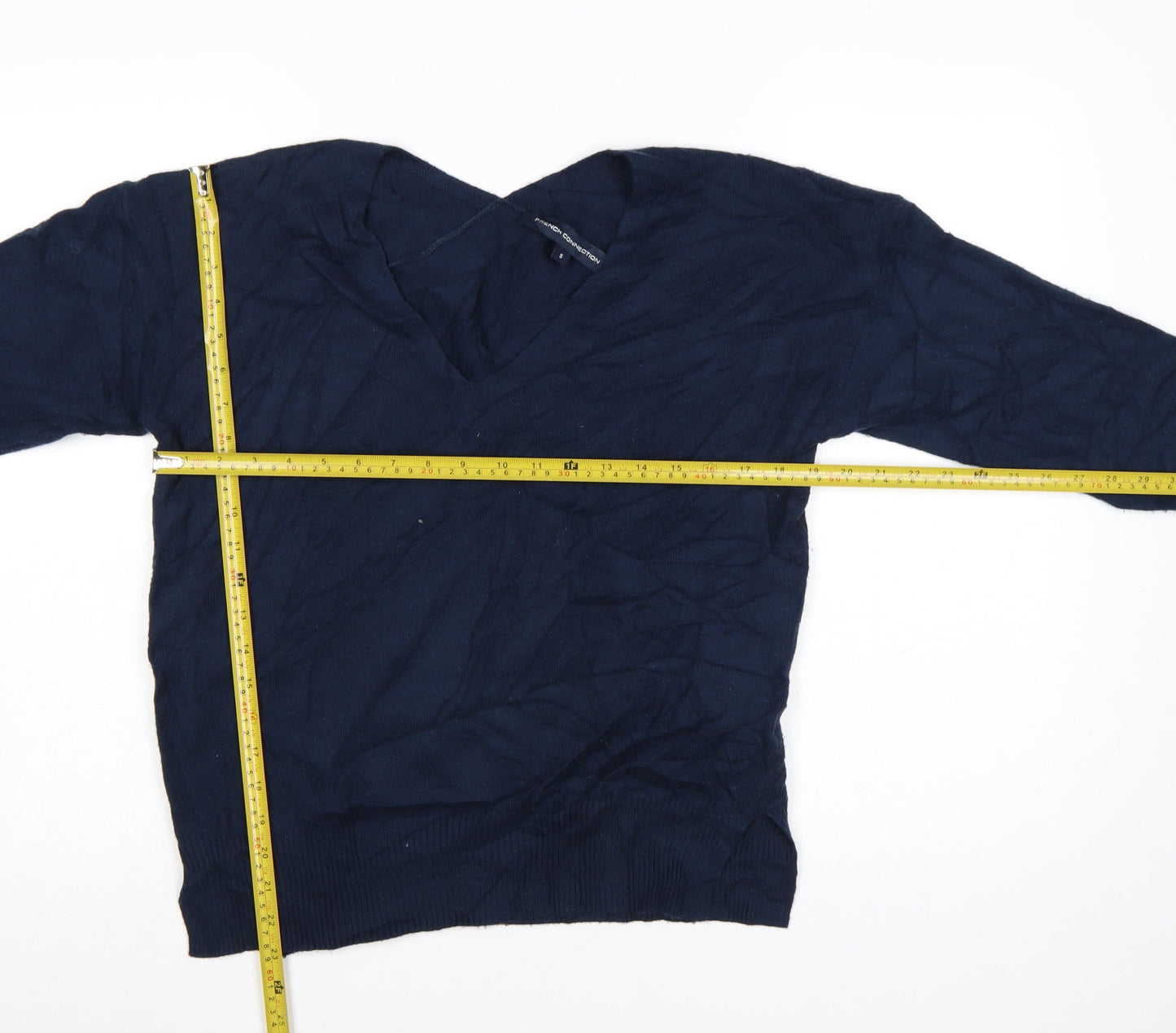 French Connection Women Blue V-Neck Pullover Jumper Size S