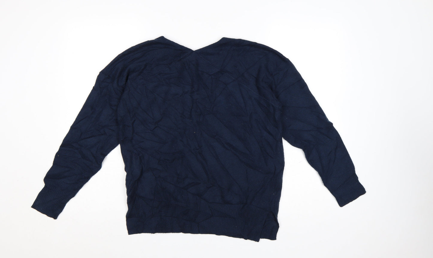 French Connection Women Blue V-Neck Pullover Jumper Size S