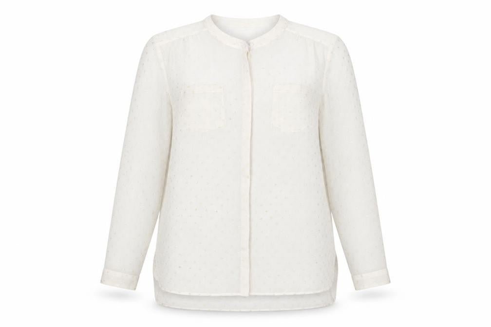 Marks & Spencer Women Ivory Long Sleeve Polka Dot Blouse UK 14