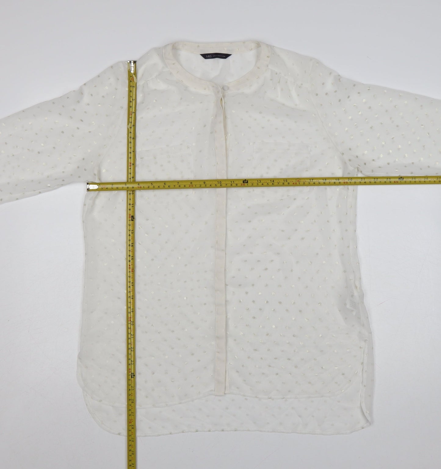 Marks and Spencer Women Ivory Long Sleeve Polka Dot Blouse UK 14