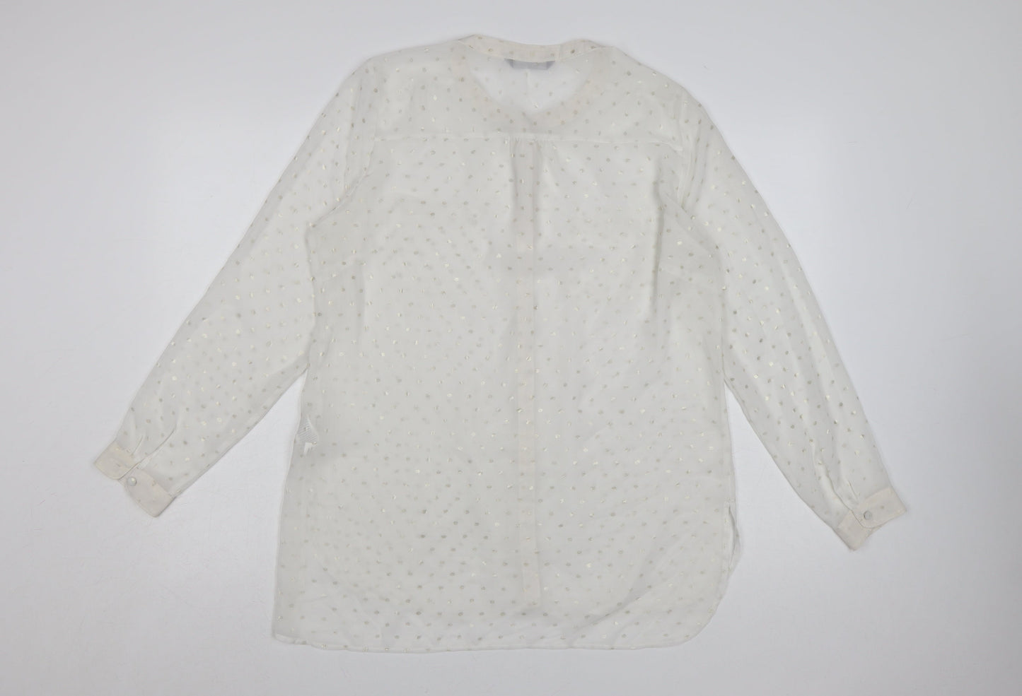 Marks and Spencer Women Ivory Long Sleeve Polka Dot Blouse UK 14