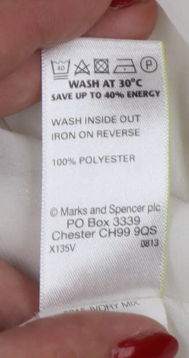 Marks and Spencer Women Ivory Long Sleeve Polka Dot Blouse UK 14