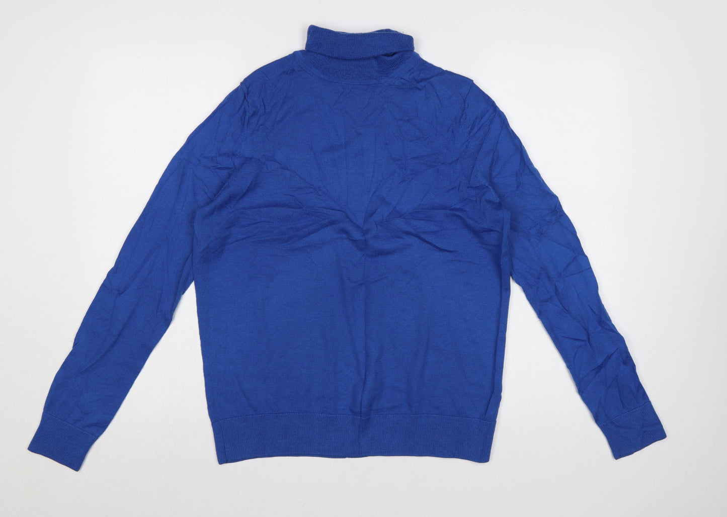 Marks and Spencer Women’s Blue Merino Wool Roll Neck Jumper Size 12