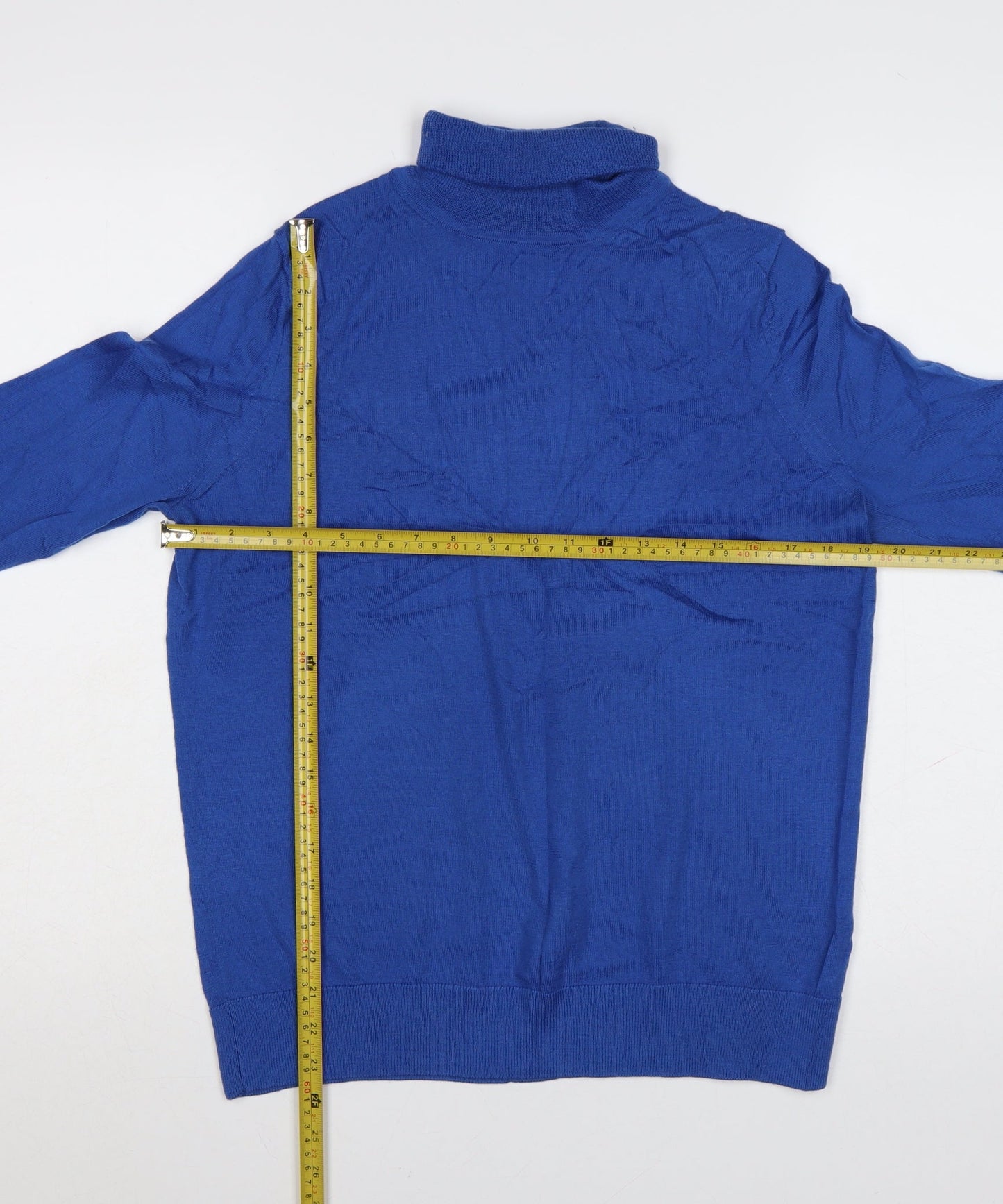 Marks and Spencer Women’s Blue Merino Wool Roll Neck Jumper Size 12