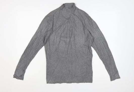 Marks and Spencer Women's Grey Roll Neck Ribbed Knit Jumper Size 12