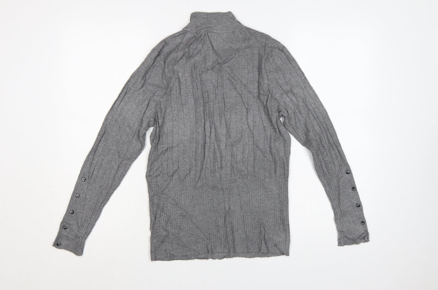 Marks and Spencer Women's Grey Roll Neck Ribbed Knit Jumper Size 12