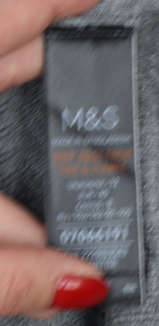 Marks and Spencer Women's Grey Roll Neck Ribbed Knit Jumper Size 12
