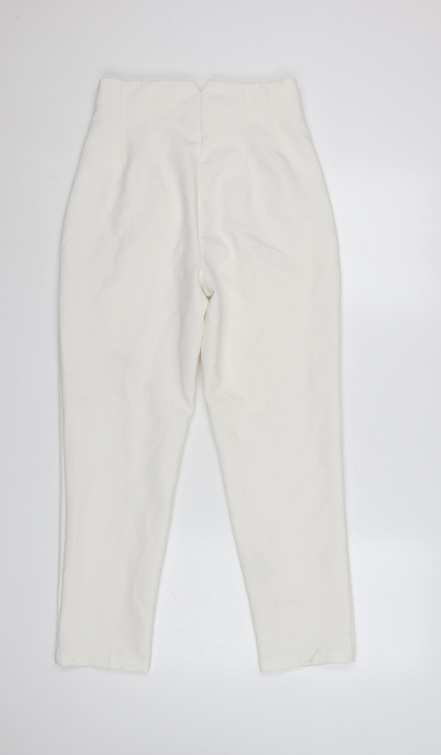 Zara Women Ivory High Rise Tapered Trousers Size S