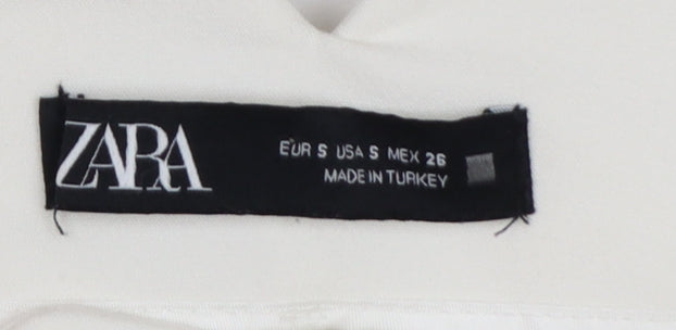 Zara Women Ivory High Rise Tapered Trousers Size S