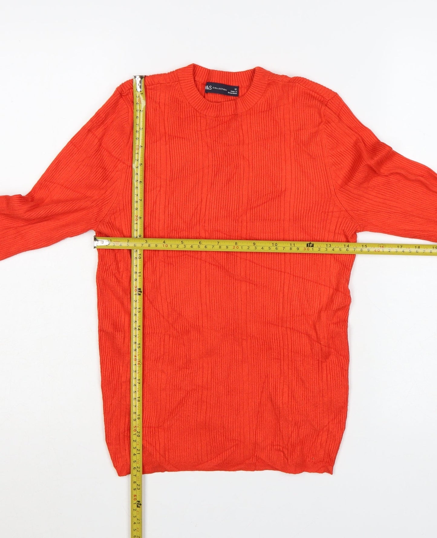 Marks and Spencer Women’s Orange Knit Crew Neck Jumper Size 12