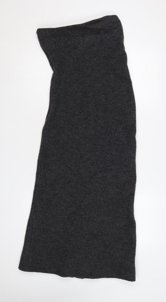 Zara Women Grey Wool Blend Midi Sheath Dress XS Autumn Winter