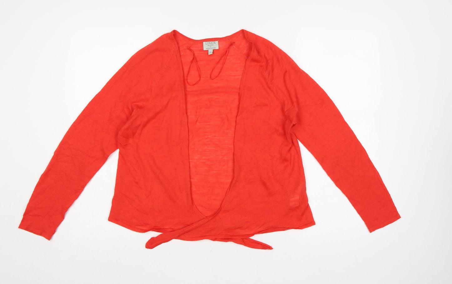 Monsoon Women Red Linen Blend Lightweight Open Cardigan M