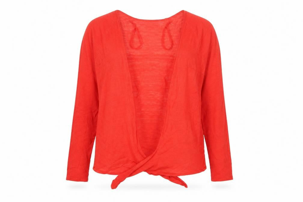 Monsoon Women Red Linen Blend Lightweight Open Cardigan M