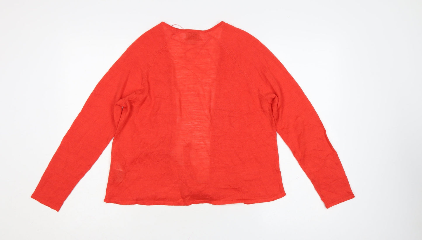 Monsoon Women Red Linen Blend Lightweight Open Cardigan M