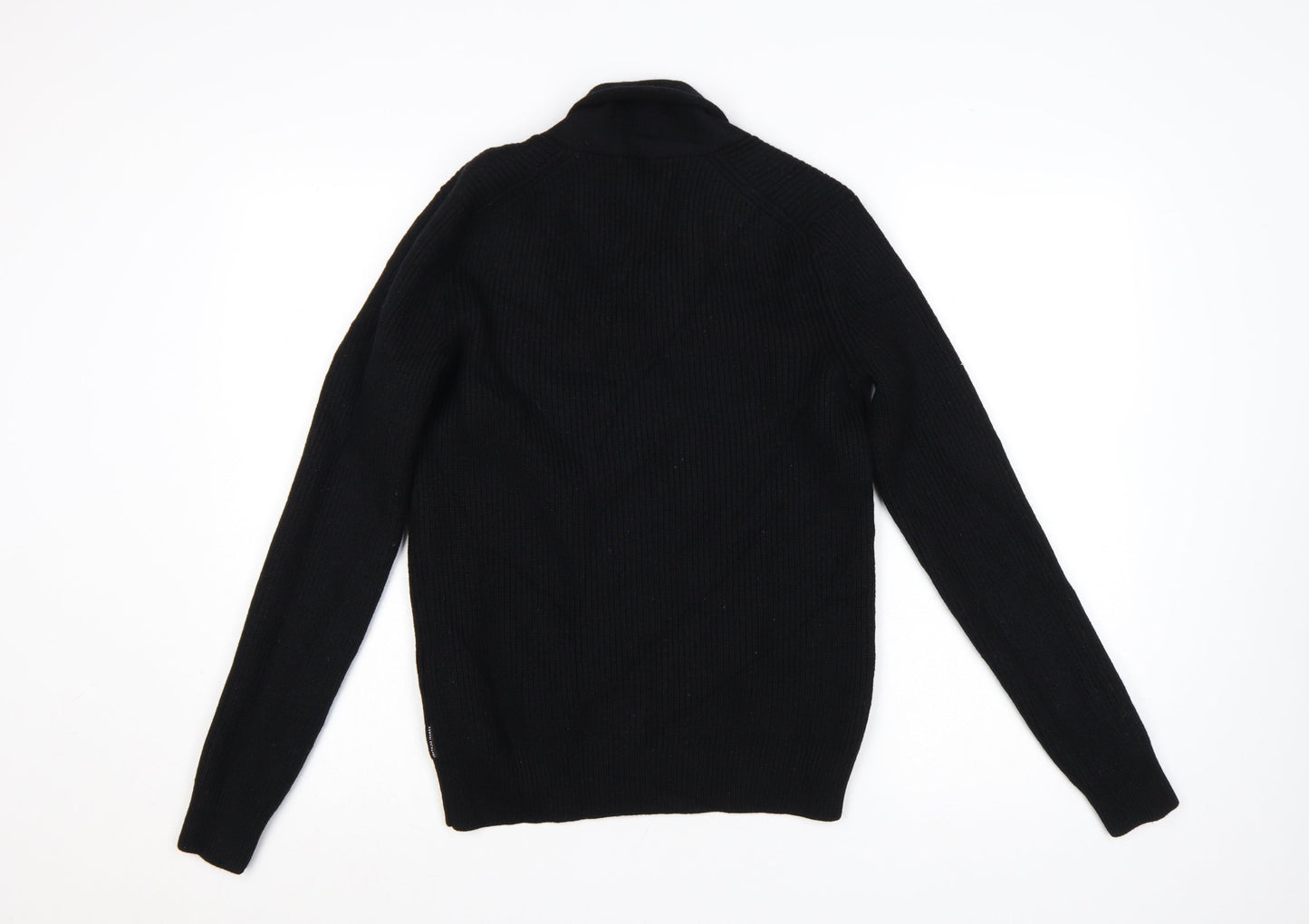 Armani Exchange Men's Black Merino Wool V-Neck Pullover Jumper Size S
