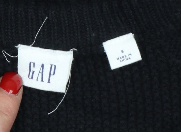 GAP Womens Black Cable Knit Cotton Jumper Size S Crew Neck