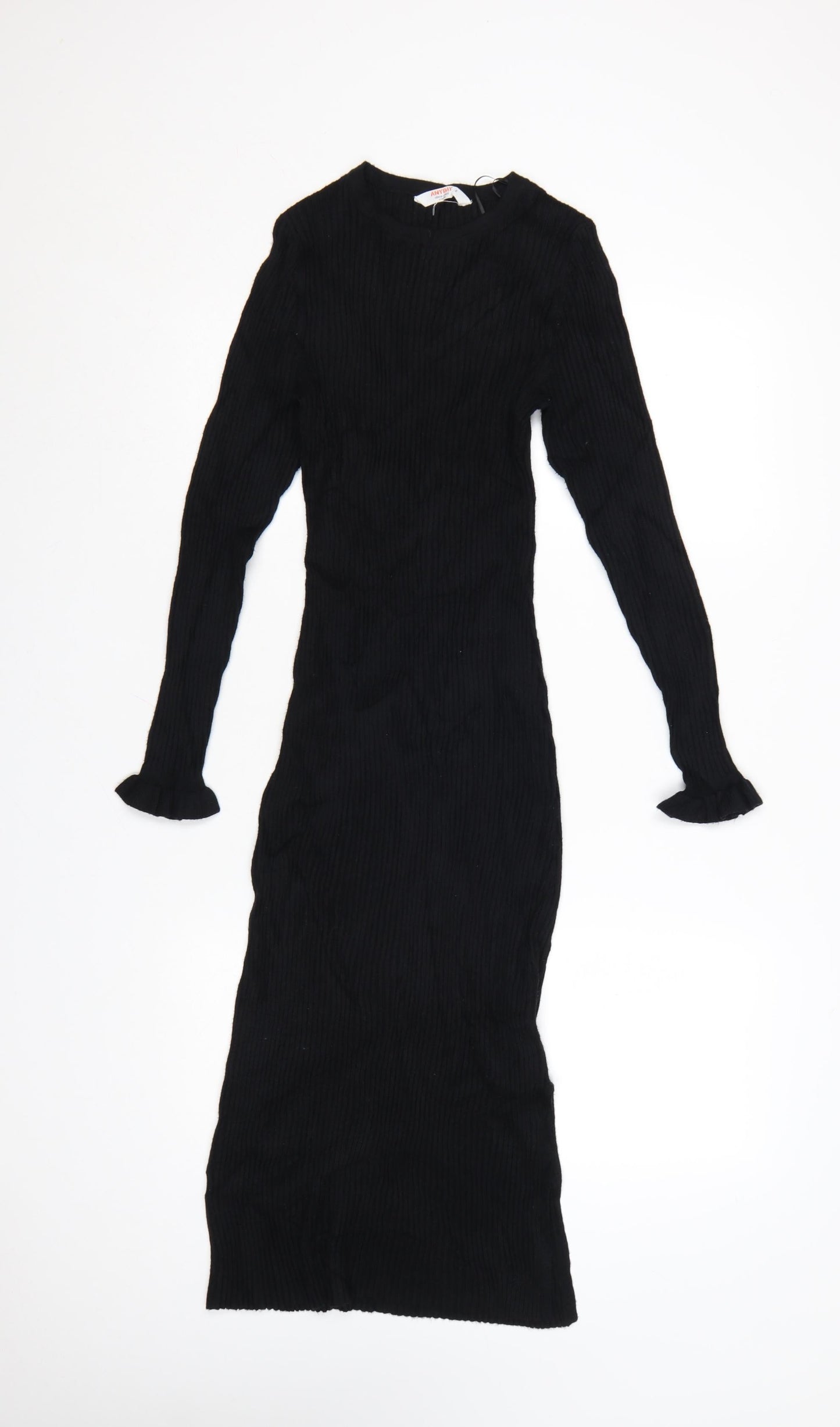 John Lewis ANYDAY Women’s Black Knit Long Sleeve Bodycon Midi Dress S
