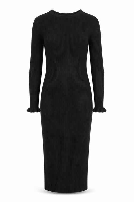 John Lewis ANYDAY Women’s Black Knit Long Sleeve Bodycon Midi Dress S