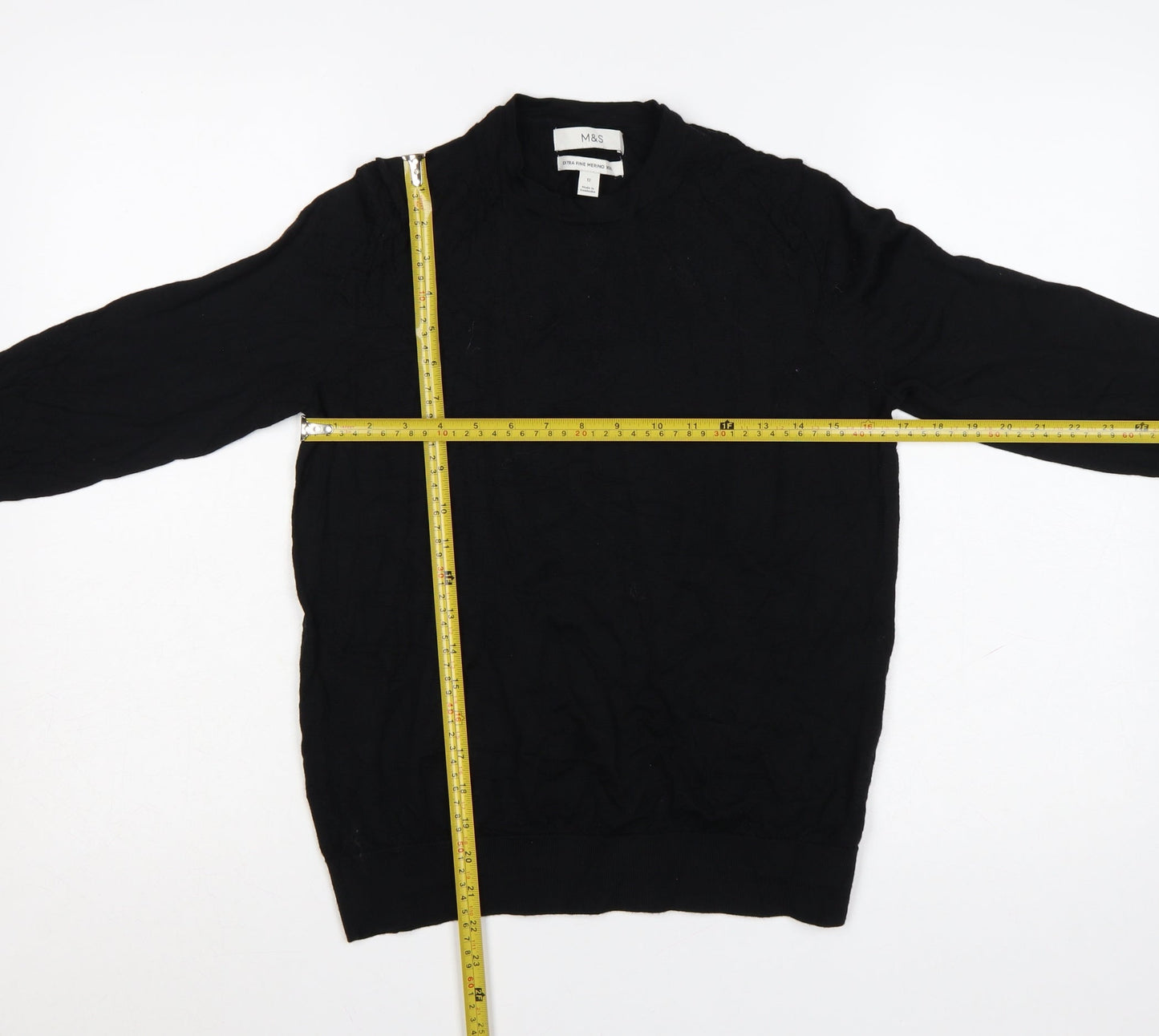 Marks and Spencer Women Black Extra Fine Merino Wool Jumper Size 12