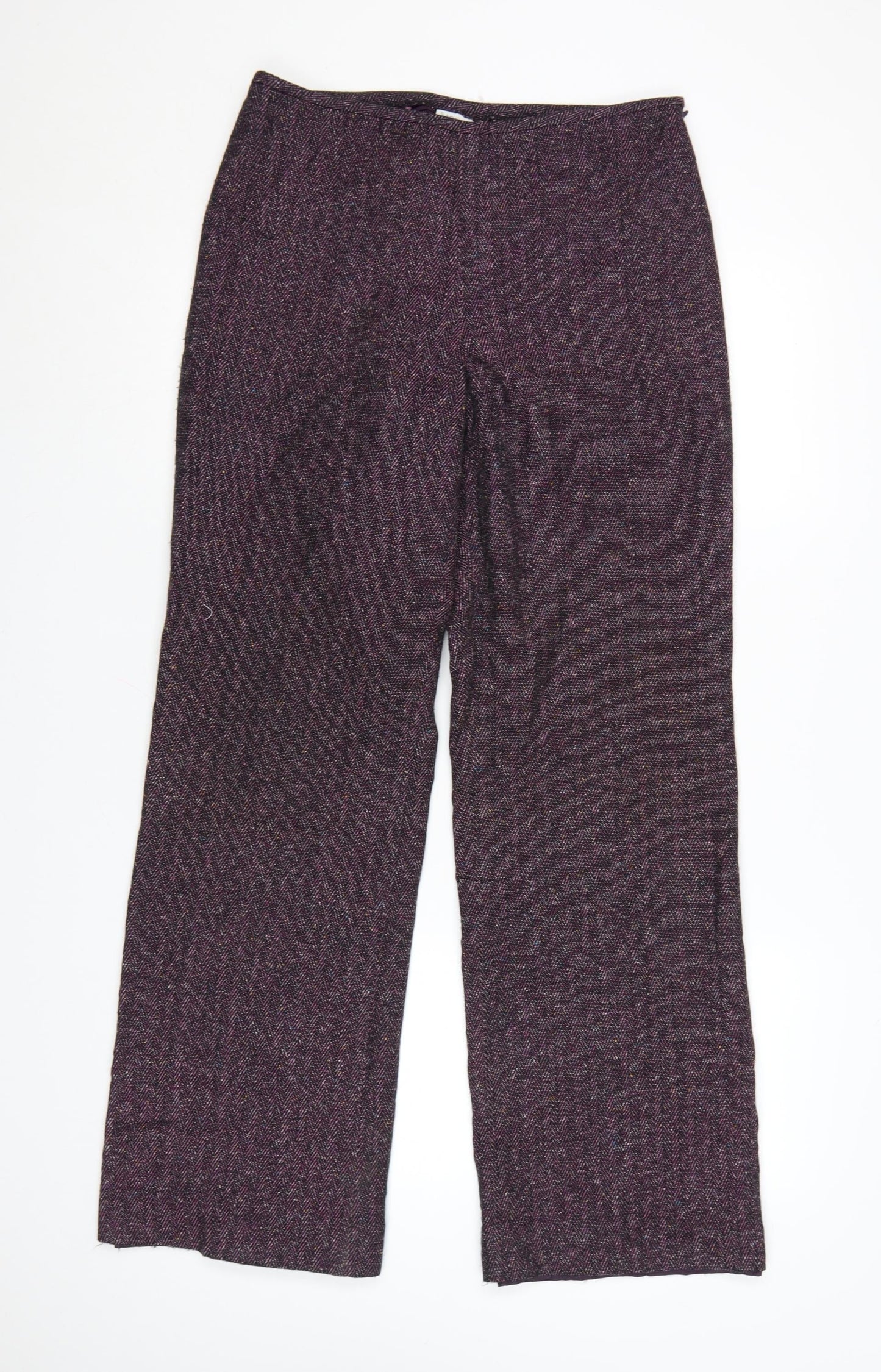Sag Harbor Women Purple Herringbone Trousers Size 8 Acrylic Blend