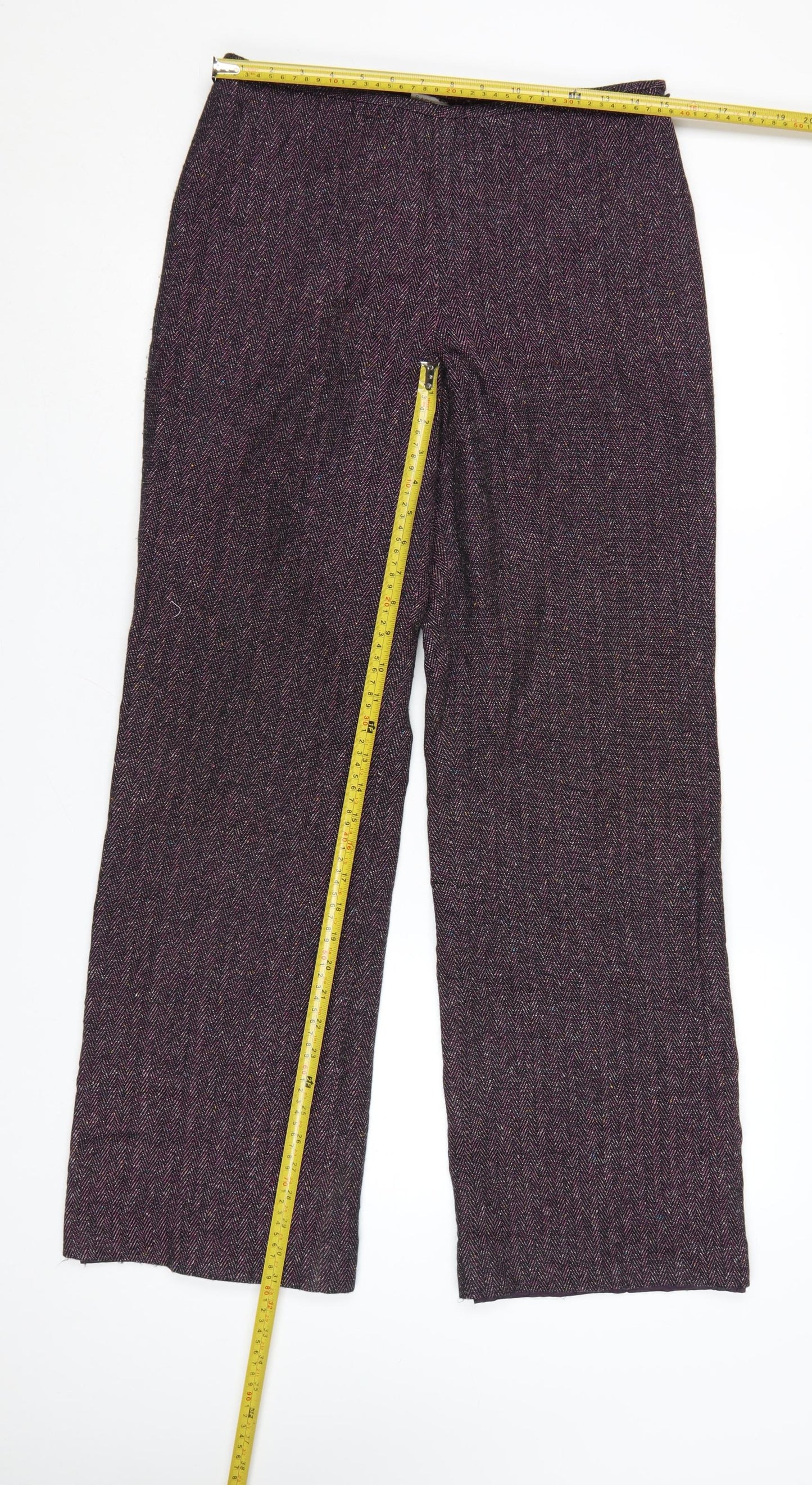 Sag Harbor Women Purple Herringbone Trousers Size 8 Acrylic Blend