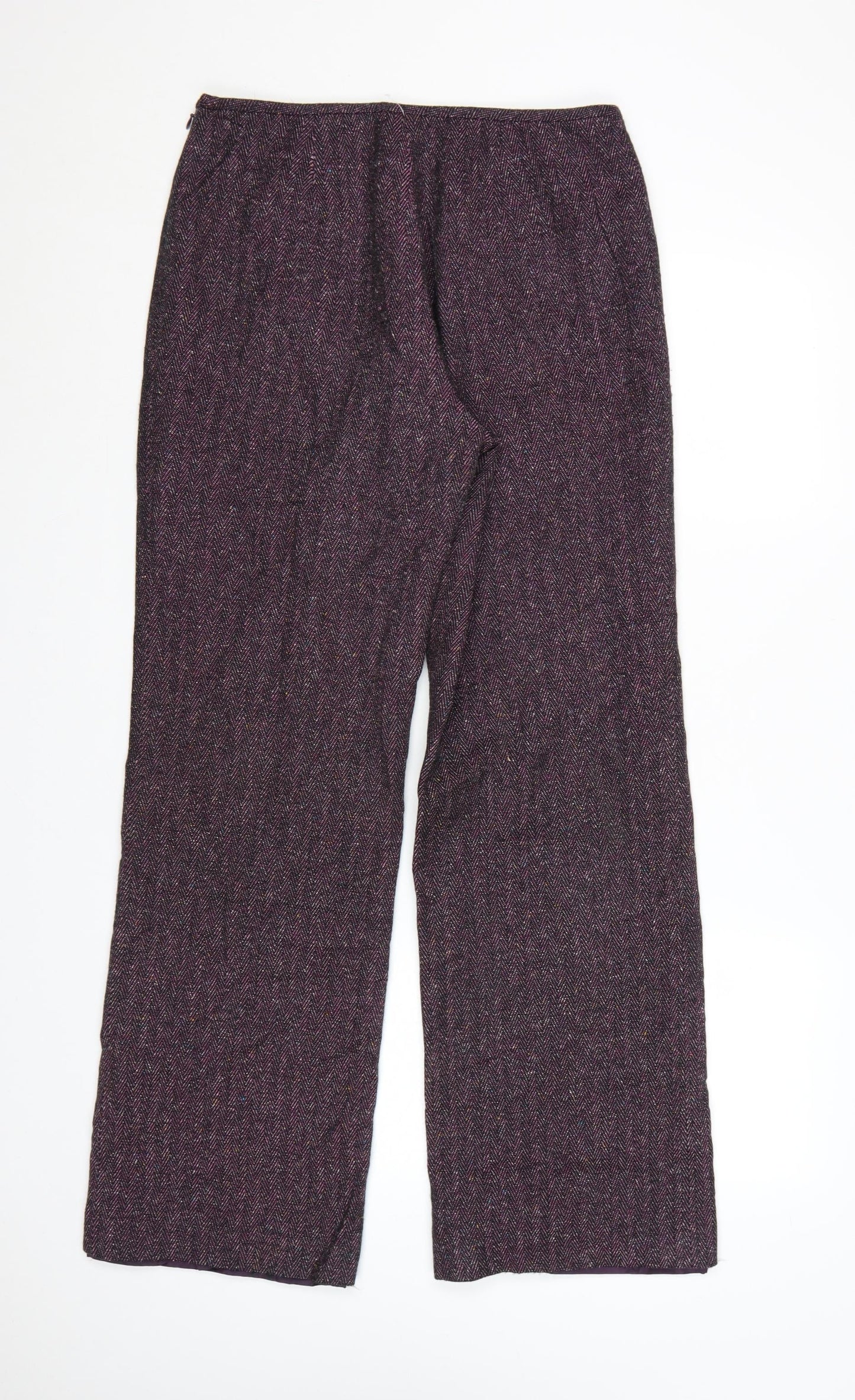 Sag Harbor Women Purple Herringbone Trousers Size 8 Acrylic Blend