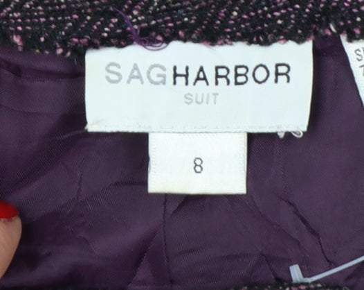 Sag Harbor Women Purple Herringbone Trousers Size 8 Acrylic Blend