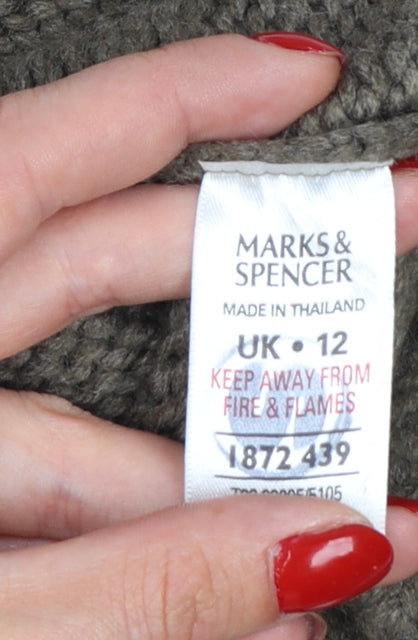 Marks & Spencer Women’s Brown Belted Long Cardigan UK 12 Roll Neck Knit