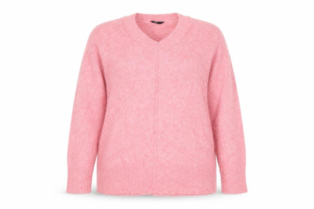Spirit Women's Pink V-Neck Jumper Size 14 Acrylic Knit Pullover