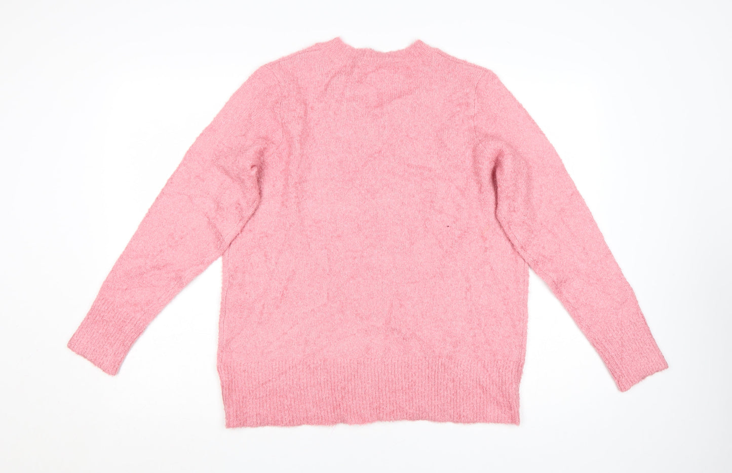 Spirit Women's Pink V-Neck Jumper Size 14 Acrylic Knit Pullover