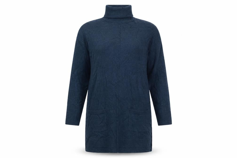 FatFace Women Blue Roll Neck Long Sleeve Tunic Jumper Size 12