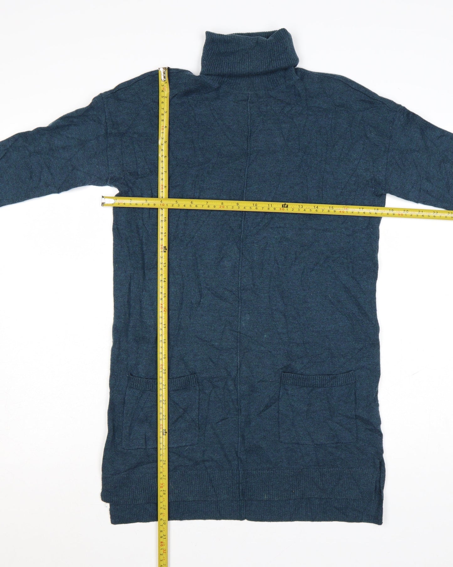 Fat Face Women Blue Roll Neck Long Sleeve Tunic Jumper Size 12