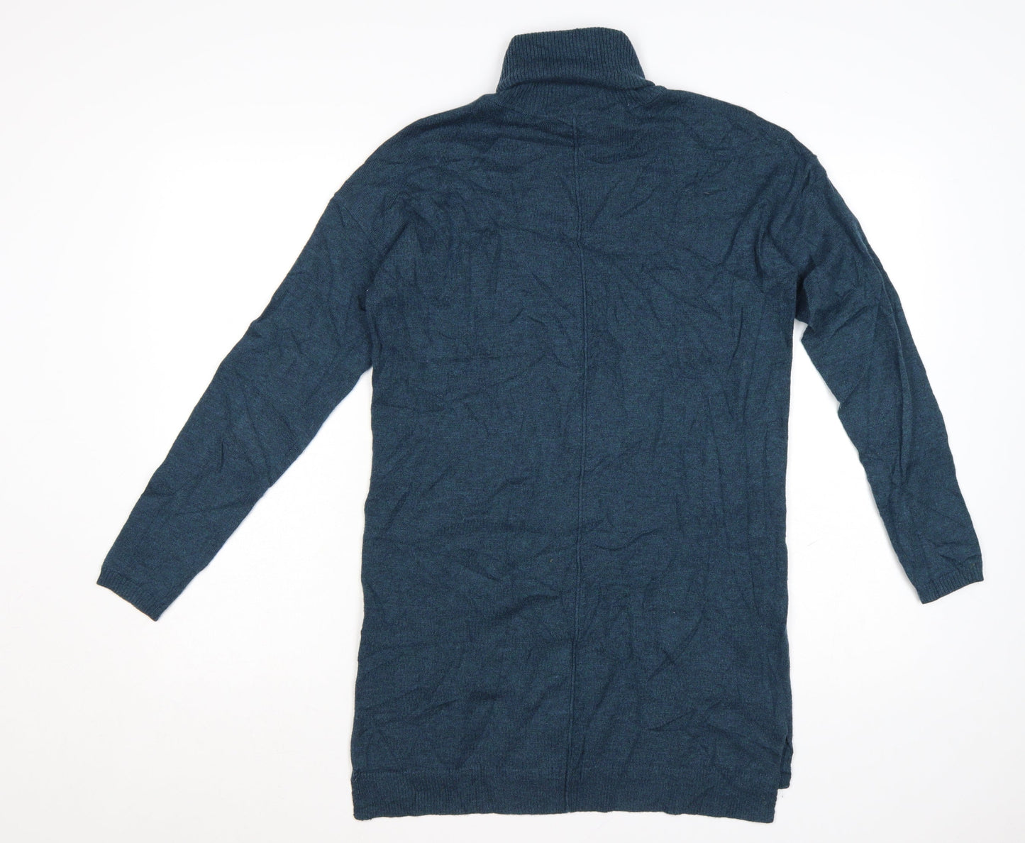 Fat Face Women Blue Roll Neck Long Sleeve Tunic Jumper Size 12