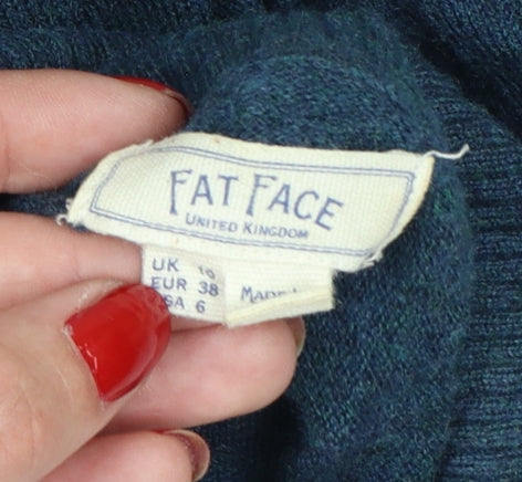 Fat Face Women Blue Roll Neck Long Sleeve Tunic Jumper Size 12