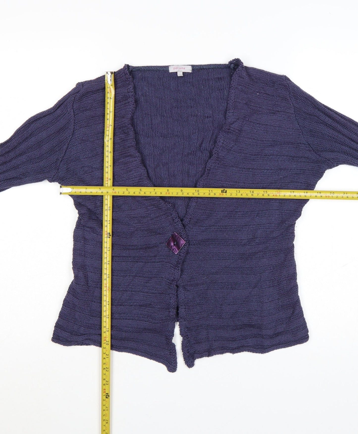 Marks and Spencer Women Purple Knit V-Neck Cardigan M