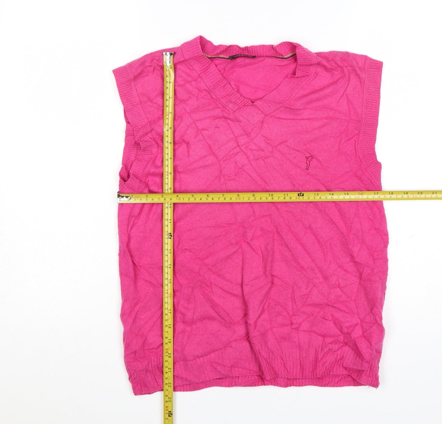 Golfino Women's Pink Merino Blend Sleeveless V-Neck Knit Vest Size 12