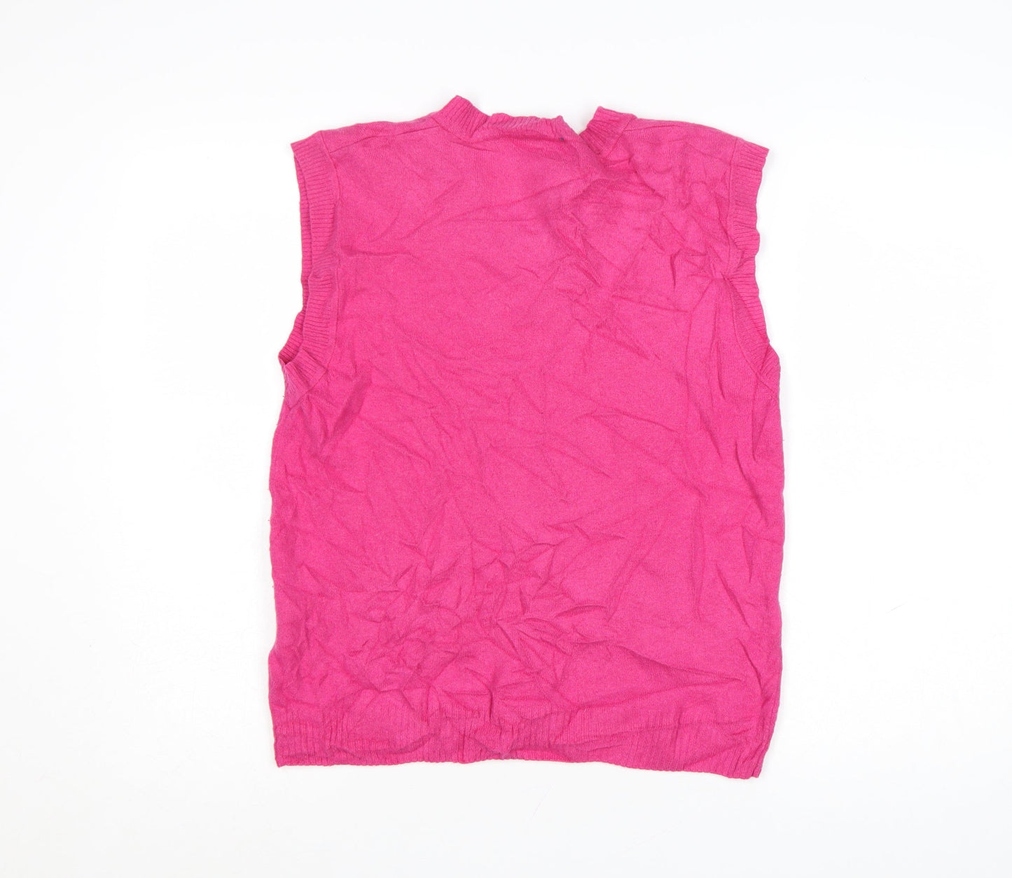 Golfino Women's Pink Merino Blend Sleeveless V-Neck Knit Vest Size 12