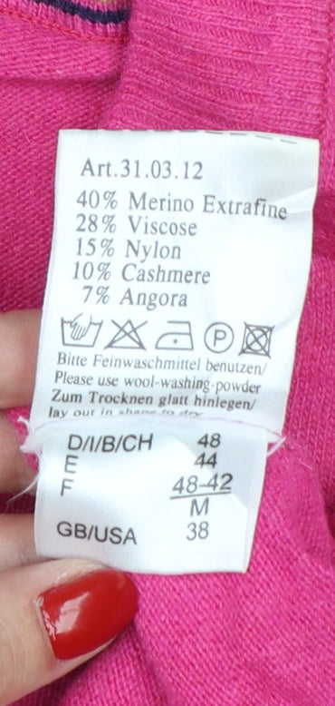 Golfino Women's Pink Merino Blend Sleeveless V-Neck Knit Vest Size 12