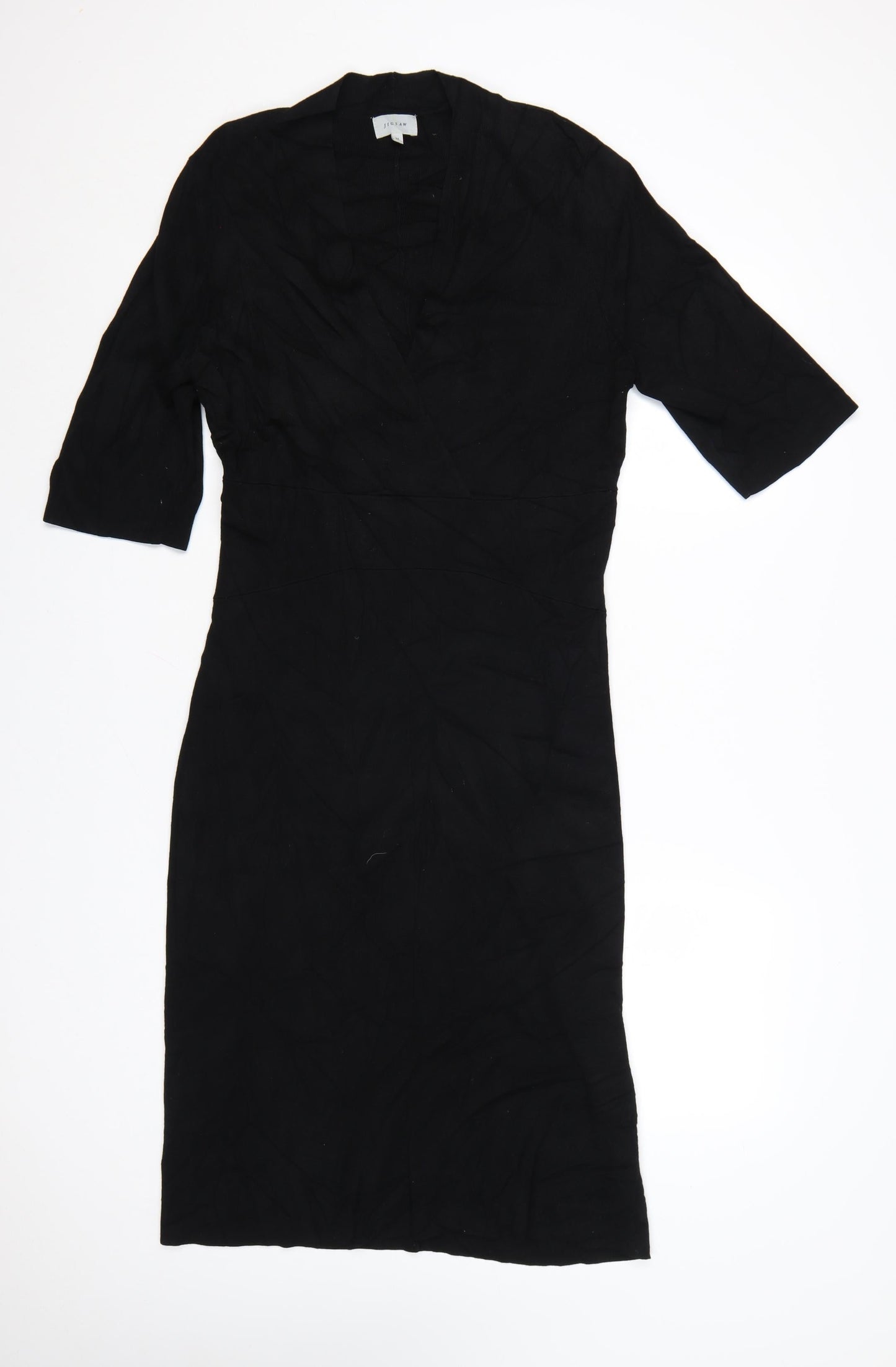 Jigsaw Women's Black Medium Bodycon Knit V-Neck Dress