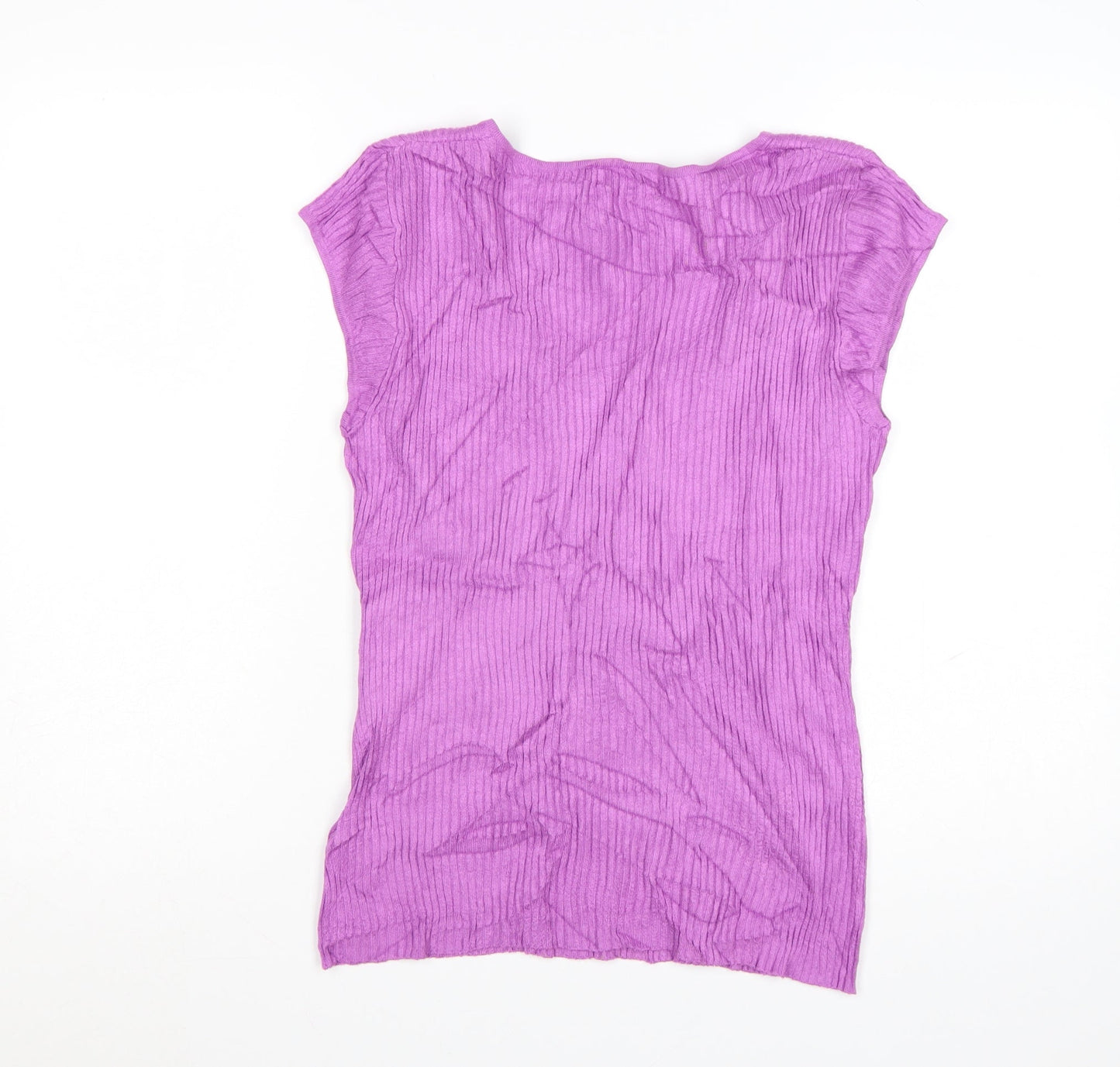 Monsoon Women's Purple V-Neck Ribbed Knit T-Shirt Size M