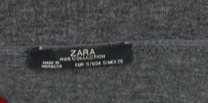 Zara Women Grey V-Neck Full Zip Relaxed Jumper Size 10