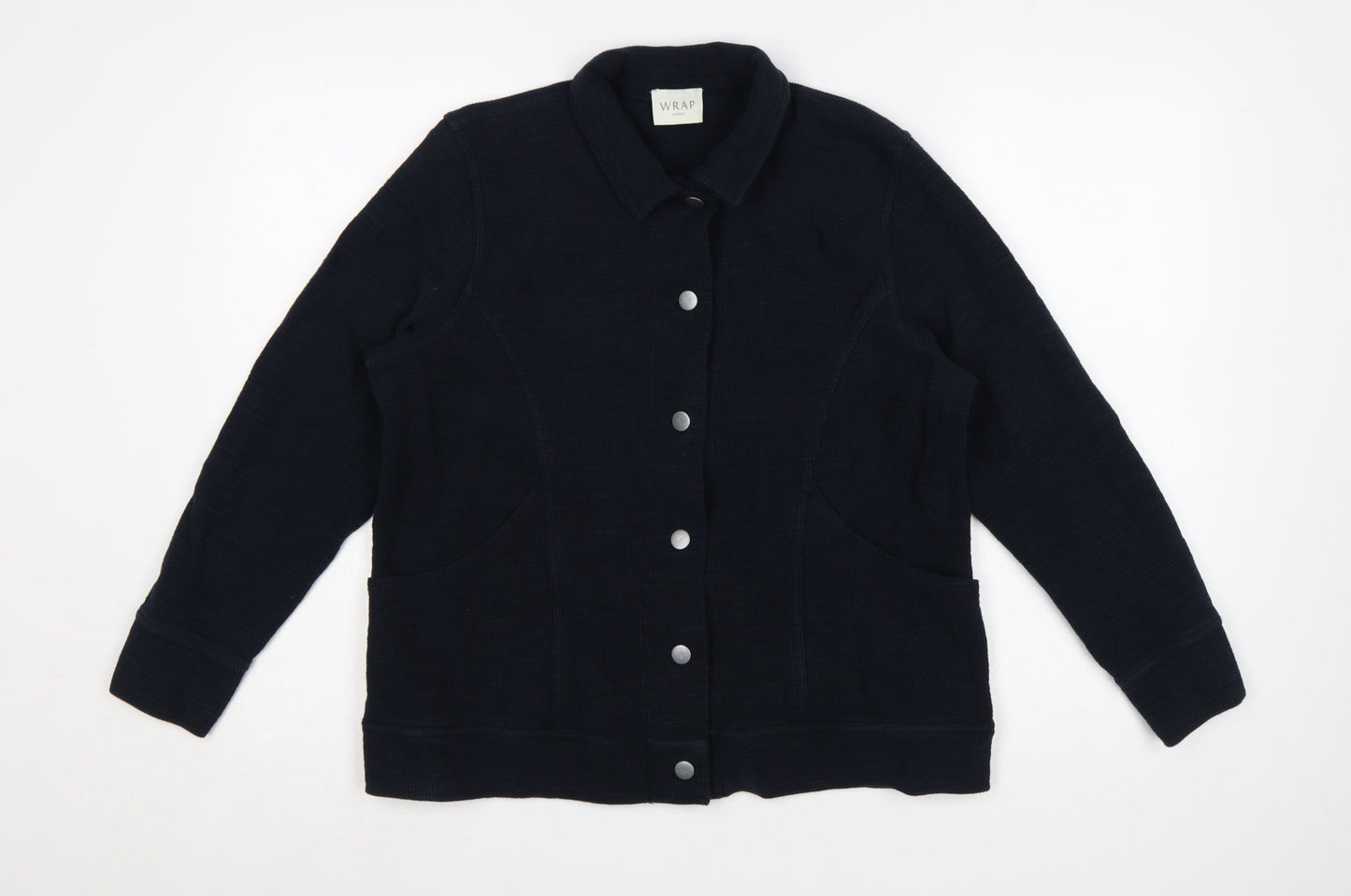 Wrap London Women's Navy Cotton Collared Cardigan Size 16
