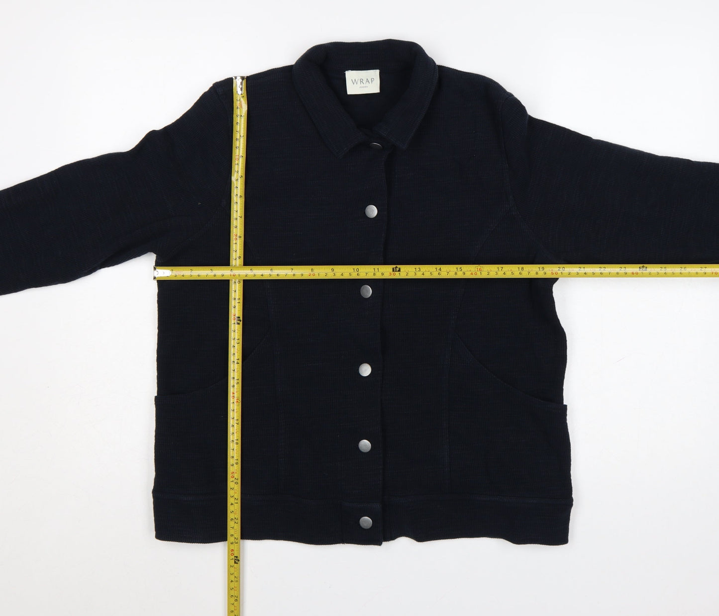 Wrap London Women's Navy Cotton Collared Cardigan Size 16
