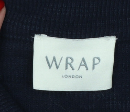 Wrap London Women's Navy Cotton Collared Cardigan Size 16
