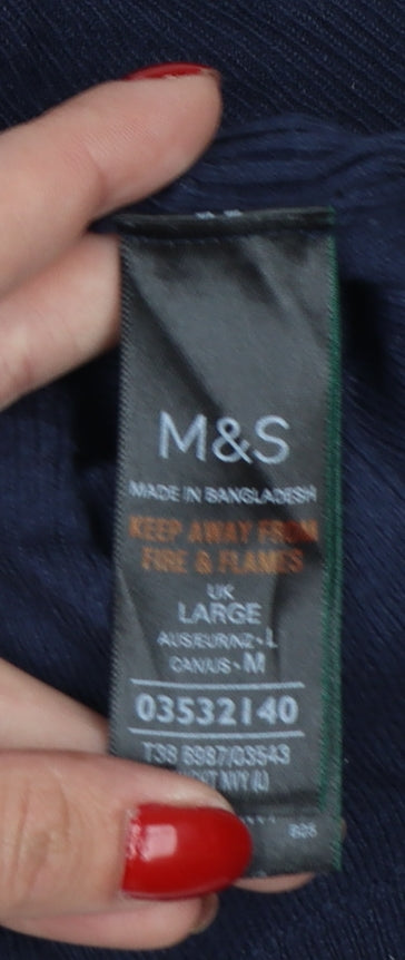 Marks and Spencer Women's Blue Collared Polo Top Size L