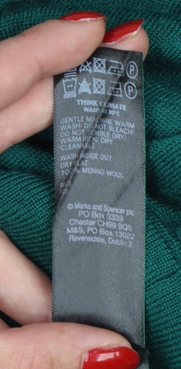 Marks and Spencer Women’s Green Merino Wool Roll Neck Jumper Size 12