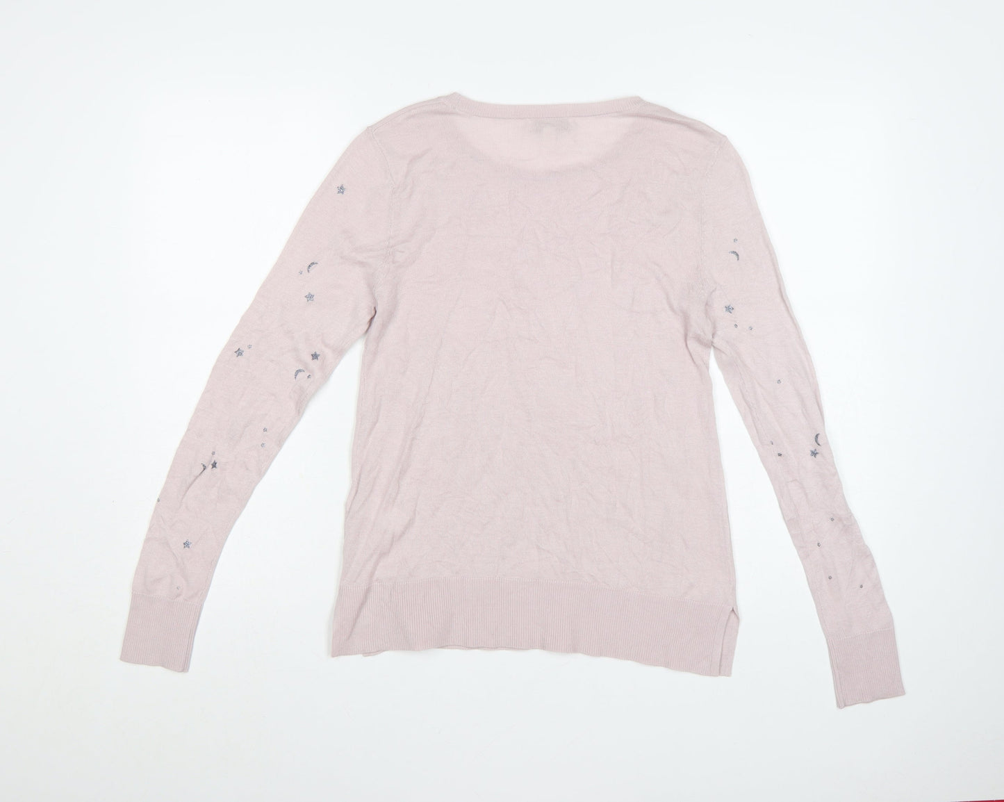 Monsoon Women’s Pink Star Embroidered Cotton Cashmere Jumper Size S