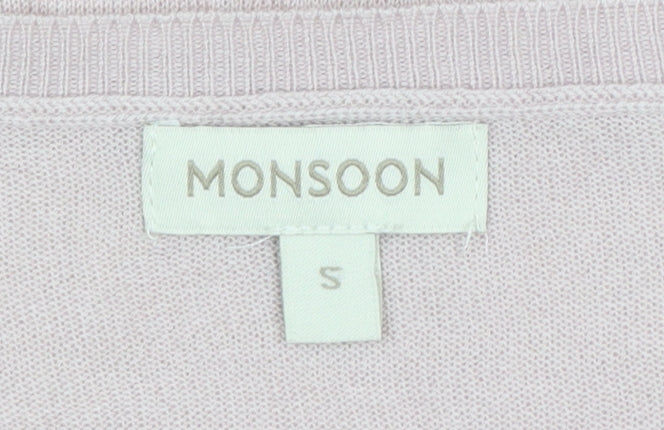 Monsoon Women’s Pink Star Embroidered Cotton Cashmere Jumper Size S